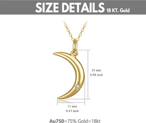 Vista 5 de SISGEM Collares con colgante de luna de diamante natural de oro de 14 quilates, joyería para regalos de aniversario para mujeres, esposa, mamá