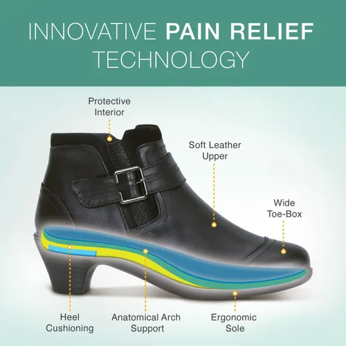 Vista 3 de Orthofeet Botas ortopédicas innovadoras para mujer, ideales para fascitis plantar, alivio del dolor de pies y talón. Pantuflas de soporte de arco