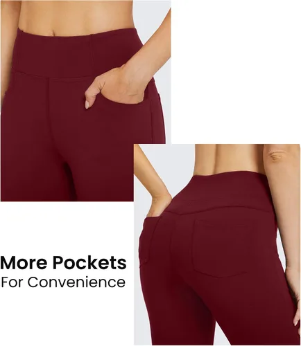 Vista 5 de G4Free Pantalones de yoga con corte de bota con 4 bolsillos, leggings acampanados para mujer, pantalones de vestir casuales de cintura alta