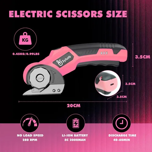 Vista 6 de Syluris Cortador de cartón, tijeras eléctricas inalámbricas, cortador de cajas eléctrico de 4.2 V con luz LED y bloqueo de seguridad, cortadores