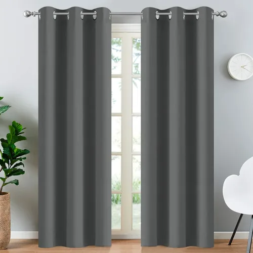 Vista 26 de Yakamok Cortinas opacas para dormitorio, aislamiento térmico, cortinas de oscurecimiento de habitación para sala de estar, juego de 2 paneles