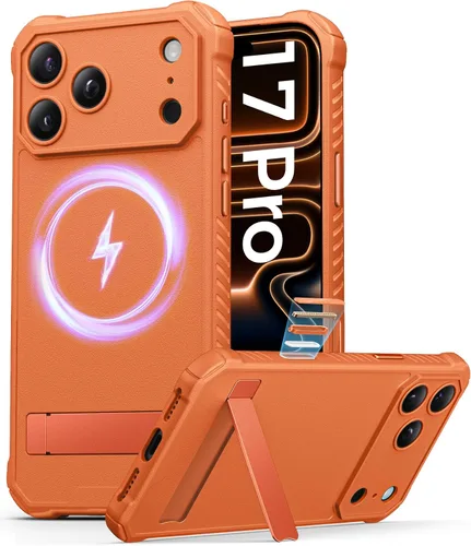 Vista 12 de ASAFCASE - Funda para iPhone 17 Pro con soporte, compatible con MagSafe, color negro Camera Control Button, Military Grade Shockproof, Full Camera