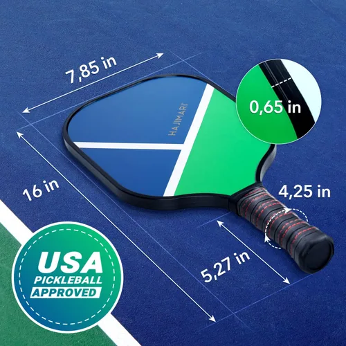 Vista 2 de Hajimari 1 pala de pickleball – Aprobado por USAPA, artesanía de fibra de carbono Diseño ligero con núcleo de polipropileno Agarre cómodo