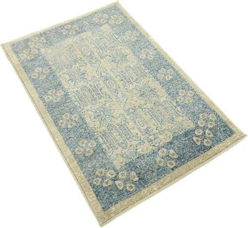 Vista 6 de Unique Loom Salzburg Collection - Alfombra clásica de diseño tradicional de inspiración oriental, 2 x 3 pies, color beige y azul