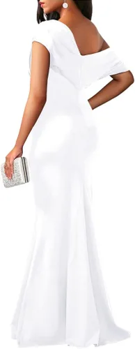 Vista 2 de YMDUCH Vestido de noche para mujer, elegante, sin mangas, con hombros descubiertos, largo, formal, para fiesta