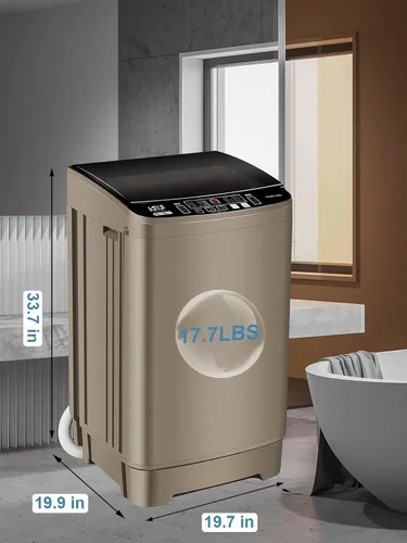 Vista 2 de KRIB BLING Lavadora portátil completamente automática de 17.7 libras, lavadora compacta con pantalla LED, descarga de drenaje, 10 programas