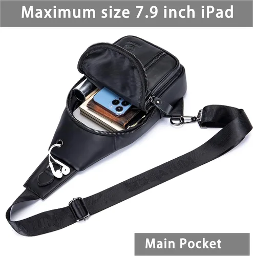 Vista 30 de LUKZIJAES Bolso bandolera de cuero genuino para hombre