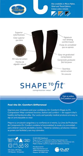 Vista 3 de Dr. Comfort Vestido de algodón para hombre de compresión graduada hasta la rodilla, 15-20 mmHg, blanco, M
