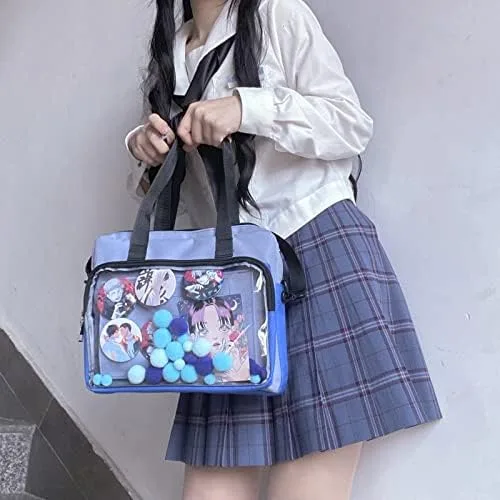 Vista 4 de Ita - Bolso cruzado transparente a juego de color japonés para anime, Lolita, bolsa de exhibición de anime, insignias de anime, bolso de mano