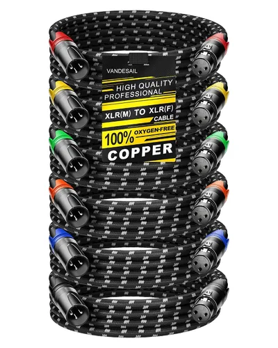 Vista 6 de Cable corto XLR, cable de micrófono de 1 pie, paquete de 2 unidades, toda la longitud de 6 pulgadas a 100 pies, cable de micrófono equilibrado
