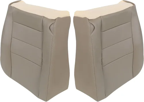 Vista 6 de GXARTS Funda de Asiento de Reemplazo de Cuero para Conductor y Pasajero, Parte Inferior, TAN 4H 8H, Compatible con Ford F250 F350 F450 F550 Super