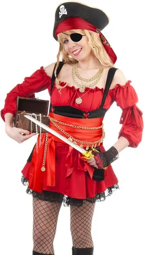 Vista 5 de Pirate Costume Accessories Women Red Patterned