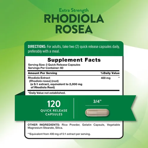 Vista 2 de Nature's Truth Rhodiola Rosea 120 Cápsulas Suplemento de extracto sin OMG y sin gluten