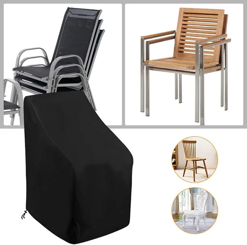 Vista 7 de Funda para Silla Apilable de Exterior Impermeable, Uranshin Fundas para Muebles de Patio Exterior Sillas Apiladas 210D, Fundas para Sillas
