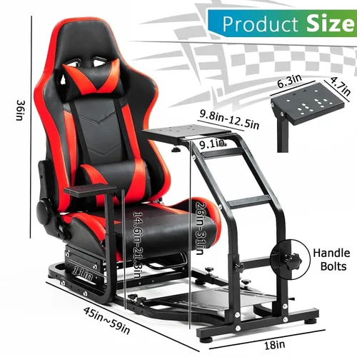 Vista 5 de Steering Wheel Stand Racing Cockpit with Red Seat Unobstructed Design for Both Legs Fit for LogitechThrustmaster G29,G920,G923,G25&T300RS,T80,T150