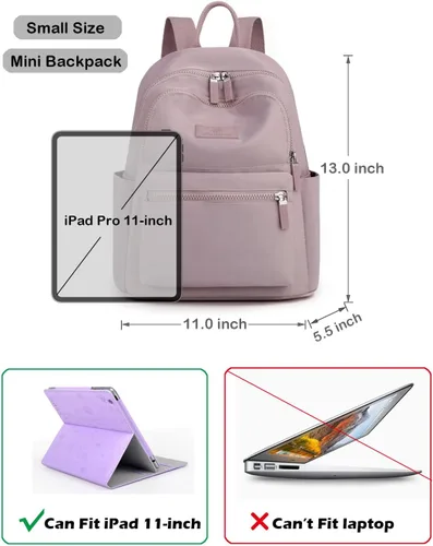 Vista 5 de Collsants Pequeña mochila de nailon para mujer, ligera, mini mochila de viaje, Rosado, Mochila de moda