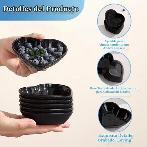 Vista 5 de HOMQUEN Cuencos para inmersión, plato de salsa de soja de 3 onzas, juego de 6 cuencos pequeños de plástico Pturdy, mini platos de aperitivo con Negro