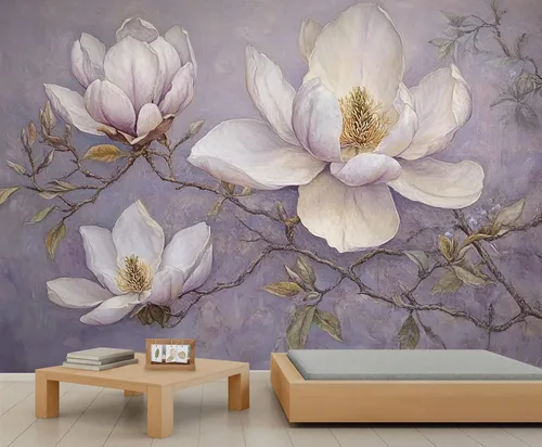 Vista 27 de Mural de pared floral retro, papel tapiz rústico floral de bar, flores abstractas 3D, impermeable, para cafetería, restaurante, sala de estar