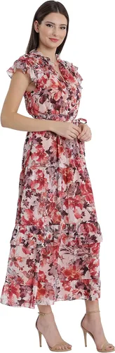 Vista 2 de Maggy London Vestido largo de manga raglán con volantes en capas para mujer