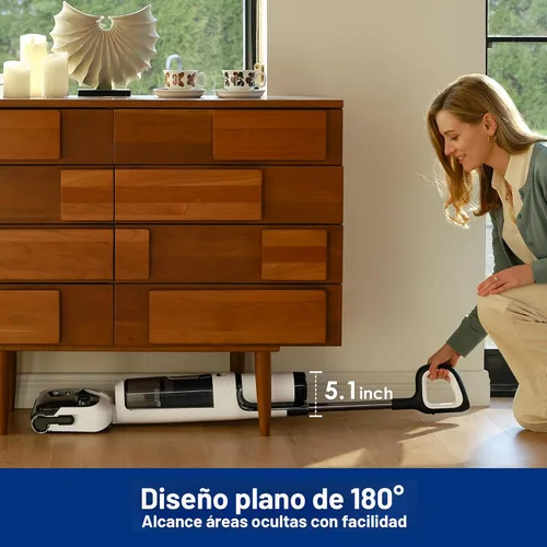 Vista 3 de Tineco Floor ONE Stretch S6 - Aspiradora inalámbrica en seco y húmedo, trapeador inteligente de 180°, 40 minutos de larga duración de 158 ℉ Flashdry