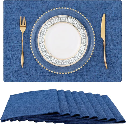 Vista 40 de homing - Juego de 4 manteles individuales de algodón y lino, manteles de tela lavables para mesa de comedor de estilo rústico para interiores y Negro