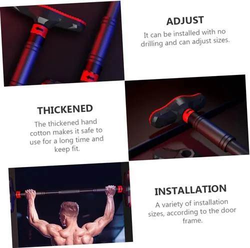 Vista 6 de Luxshiny Barra de dominadas para puerta, gimnasio en casa, entrenamiento de fuerza, equipo de fitness sin necesidad de perforación, capacidad