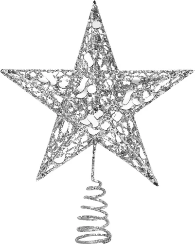 Vista 11 de URATOT Adorno Superior de Árbol de Navidad con Purpurina de Metal, Estrella de Alambre Hueca para la Punta del Árbol de Navidad para Decoración
