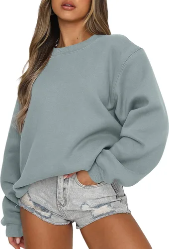 Vista 10 de EFAN Sudaderas de forro polar Y2K de gran tamaño con cuello redondo para Albaricoque