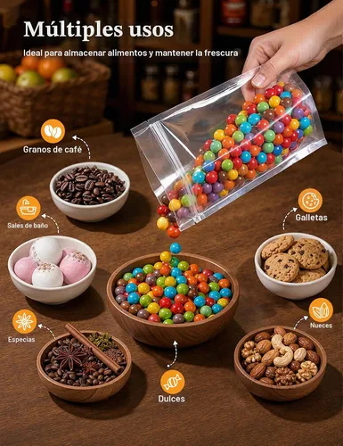 Vista 5 de FireKylin 100 piezas de bolsas resellables, bolsas de pie transparentes de 3.9" x 5.9", bolsas de almacenamiento de alimentos con cremallera