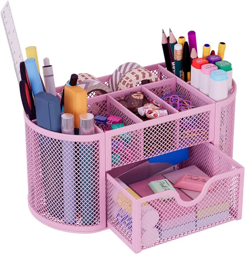 Vista 13 de Organizador para escritorio EasyPAG, malla metálica, 9 compartimentos, gavetas para escritorios con bandeja, Negro