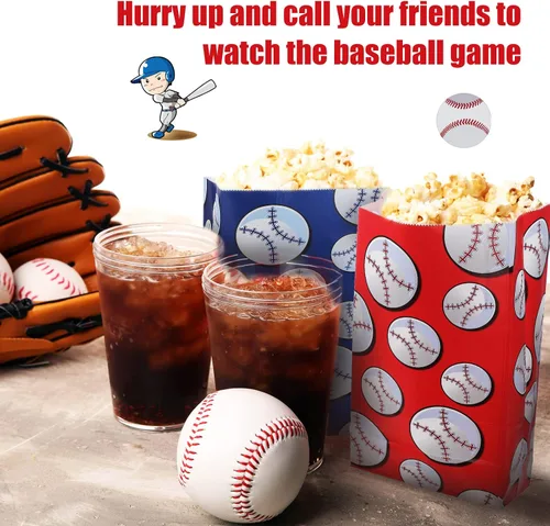 Vista 7 de 40 bolsas de regalo para fiesta de béisbol, suministros de papel para fiesta de béisbol, suministros para decoración de cumpleaños, suministros