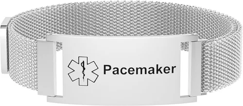 Vista 14 de Pulsera de alerta médica para mujeres y hombres, pulsera ajustable con identificación de alerta médica para epilepsia diabética D.N.R marcapasos