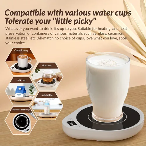 Vista 5 de Calentador de tazas, calentador de café mejorado y calentador de tazas para escritorio con 3 configuraciones de temperatura, calentador de taza