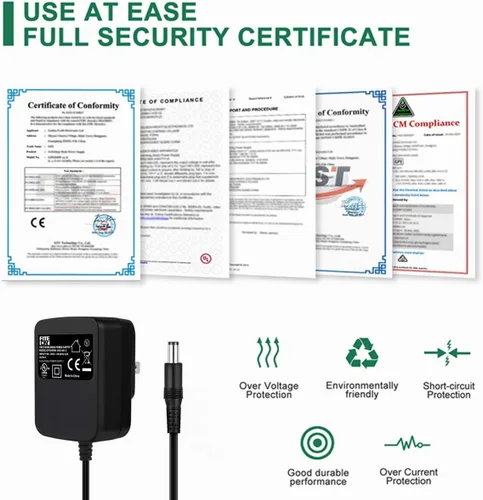 Vista 7 de Cargador adaptador de CA y CC de 9 V con certificación UL para cable de alimentación de teclado Casio CTK-4000 CTK-558