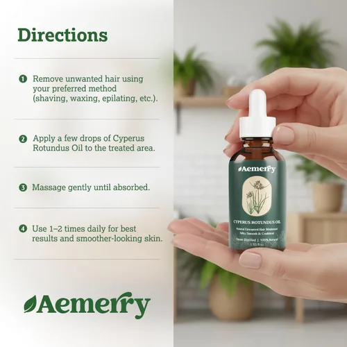 Vista 8 de Paquete de 2 aceites Cyperus Rotundus: aceite natural Cyperus Rotundus para depilación, suero inhibidor puro del cabello, ralentiza y reduce