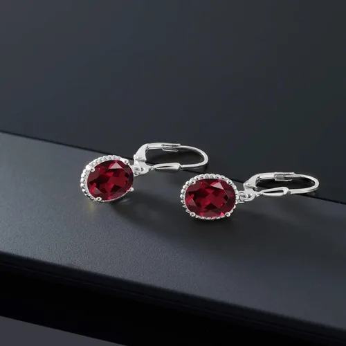 Vista 30 de Gem Stone King Aretes colgantes de gota para mujer, plata de ley 925, piedra natal ovalada de 0.354 x 0.276 in, joyería fina, regalos para ella