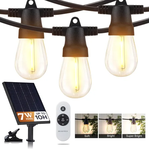 Vista 11 de Brightech Ambience Pro - Guirnalda de luces LED impermeables para exteriores con energía solar – Luces de patio de grado comercial con bombillas