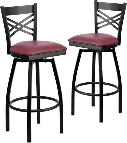 Vista 21 de Flash Furniture HERCULES Series Black ''X'' Taburete giratorio de metal – asiento de vinilo negro