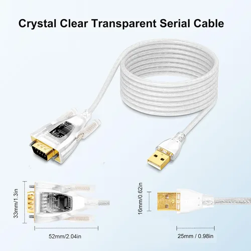 Vista 2 de DTECH Adaptador USB a serie Características FTDI Chip DB9 9 Pin RS232 a USB Cable FT231 Chipset Compatible con Windows 11 10 8 7 XP Mac OS Linux