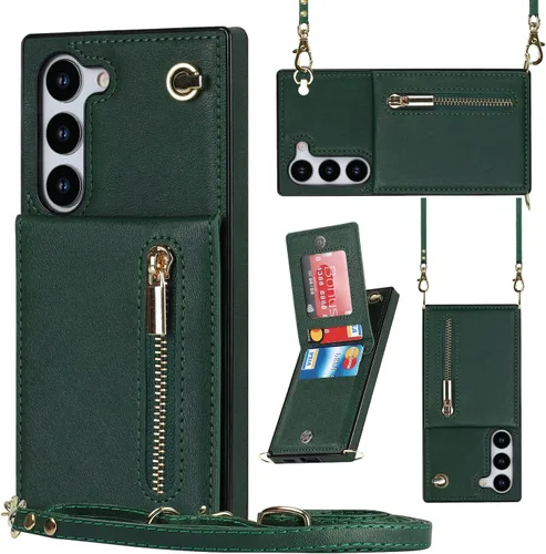 Vista 12 de Funda para teléfono Samsung Galaxy S9 con correa cruzada, tarjetero de cuero, con cordón, ranuras de crédito, cierre magnético, accesorios para Negro