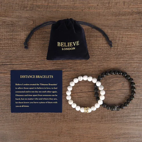 Vista 2 de Pulseras de distancia para parejas con elástico fuerte para la amistad de su rey y reina