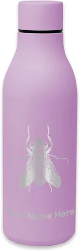 Vista 12 de LaserGram Botella de agua de acero inoxidable de doble pared, mosca doméstica, grabado personalizado incluido