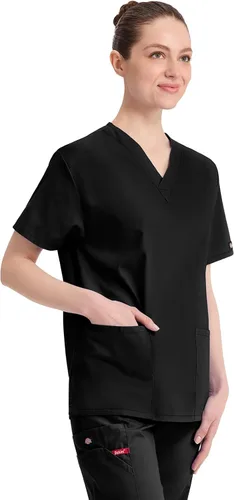 Vista 6 de Dickies EDS Signature - Camiseta quirúrgica para mujer, cuello en V, ajuste Negro