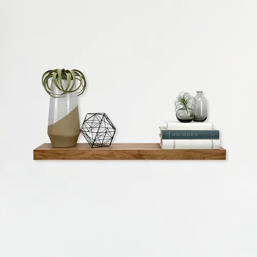 Vista 24 de MCS Estantes flotantes de grano de madera natural, 12 x 4 pulgadas, juego de 2, 12 x 4 pulgadas