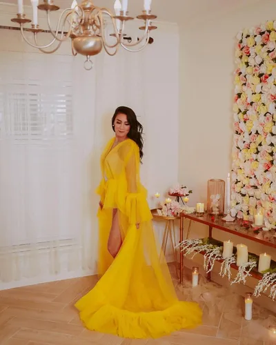 Vista 6 de Tianzhihe Bata de tul sexy larga ilusión sesión de fotos de maternidad lencería nupcial vestido camisón