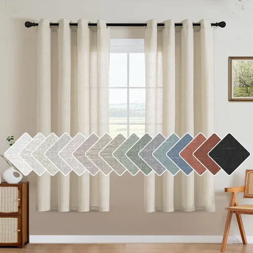 Vista 67 de H.VERSAILTEX Elegant - Cortinas texturizadas de lino natural mezclado con eficiencia energética, filtrado de luz, con ojales de níquel