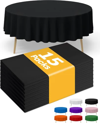Vista 22 de Niuara Mantel de Mesa Rectangular de Plástico Negro, Paquete de 15, Mantel de 54''×108'' para Mesas de 6 pies, Mantel para Uso Desechable, Cubierta