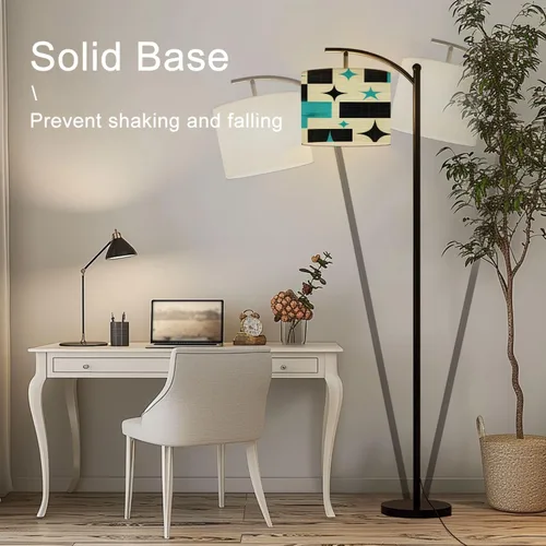 Vista 5 de Arc Floor Lamp Mid Century Retro Abstract Geometric Space Vintage Classic 1950S 1960S Tall Standing Lamp Modern Dimmable with Remote Adjustable Drum