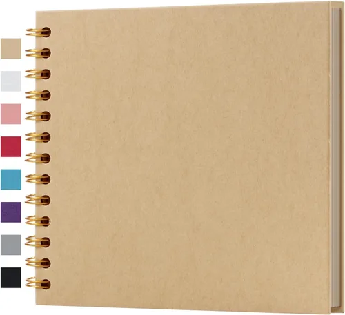 Vista 13 de potricher Álbum de Recortes DIY de 7 x 7 Pulgadas, 40 Páginas, Tapa Dura, Papel Kraft, Álbumes de Fotos para Recortes, Libro de Recuerdos para Bodas