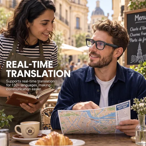 Vista 5 de Lentes inteligentes 4K con cámara, lentes Bluetooth de traducción
